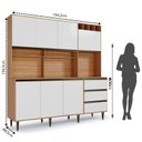Ver imagem 3 de Armário de Cozinha 7 Portas 3 Gavetas Nicho Versatti Branco/Freijó/Off White
