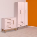 Ver imagem 1 de Conjunto Guarda Roupa Retro e Cômoda Sapateira Slim Rosa