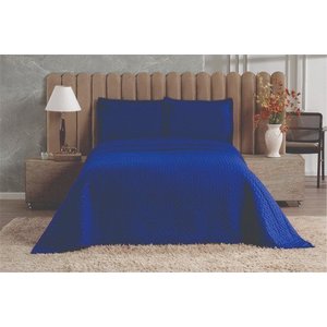 Cobre Leito Casal Dupla Face 3pçs Microfibra 90g Onix:azul-marinho