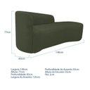 Ver imagem 3 de Recamier Curvo Orgânico 140cm 2 Lugares Lado Direito para Sala de Estar em Linho Paris Verde