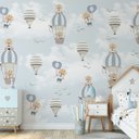 Ver imagem 2 de Papel de parede infantil balãozinho azul para quarto de bebê M² PP37B