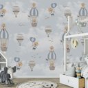 Ver imagem 1 de Papel de parede infantil balãozinho azul para quarto de bebê M² PP37B