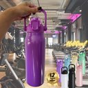 Ver imagem 3 de Garrafa Térmica Água Inox Academia Alça Tampa Não Vaza 12hs Quente/frio Copo Térmico Sport Verde