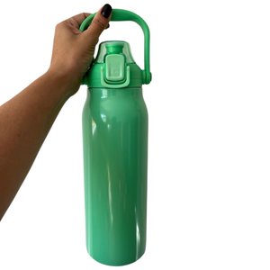 Garrafa Térmica Água Inox Academia Alça Tampa Não Vaza 12hs Quente/frio Copo Térmico Sport Verde