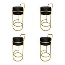 Ver imagem 1 de Kit 4 Banquetas Alta Redonda Base Dourada Veludo - Preto