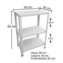 Ver imagem 4 de Estante de Aço Branca Mini com 3 Prateleiras 45x30cm 45kg Coluna Bipartida para Escritorio Quarto