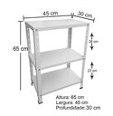 Ver imagem 4 de Estante de Aço Branca Mini com 3 Prateleiras 45x30cm 45kg Coluna Bipartida para Escritorio Quarto