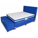 Ver imagem 1 de Kit Cama Box Casal Baú 1,38x1,88 com Cabeceira e Recamier - Azul