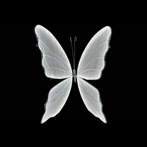 Borboleta Natalina LED Metal Glitter Branco Frio 220V 62cm