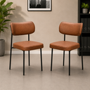 Ver imagem 1 de Kit 2 Cadeiras Estofadas Cozinha Leather Fixa Sala Jantar Escritório Secretária Recepção Conhaque