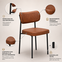 Ver imagem 4 de Kit 2 Cadeiras Estofadas Cozinha Leather Fixa Sala Jantar Escritório Secretária Recepção Conhaque