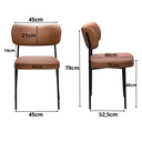 Ver imagem 3 de Kit 2 Cadeiras Estofadas Cozinha Leather Fixa Sala Jantar Escritório Secretária Recepção Conhaque