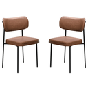 Ver imagem 2 de Kit 2 Cadeiras Estofadas Cozinha Leather Fixa Sala Jantar Escritório Secretária Recepção Conhaque