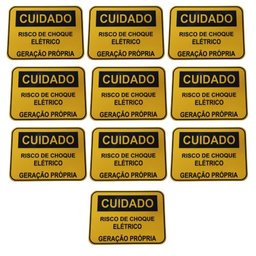 Placa Cuidado - RISCO DE CHOQUE ELÉTRICO GERAÇÃO PRÓPRIA - Padrão Celesc, Enel - Tam 25x18 CA - 1