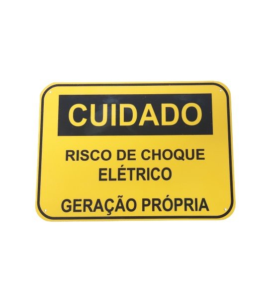 Placa Cuidado - RISCO DE CHOQUE ELÉTRICO GERAÇÃO PRÓPRIA - Padrão Celesc, Enel - Tam 25x18 CA - 4