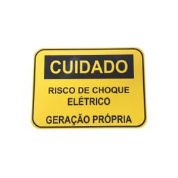 Placa Cuidado - RISCO DE CHOQUE ELÉTRICO GERAÇÃO PRÓPRIA - Padrão Celesc, Enel - Tam 25x18 CA - 4