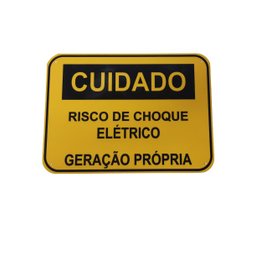 Placa Cuidado - RISCO DE CHOQUE ELÉTRICO GERAÇÃO PRÓPRIA - Padrão Celesc, Enel - Tam 25x18 CA - 2