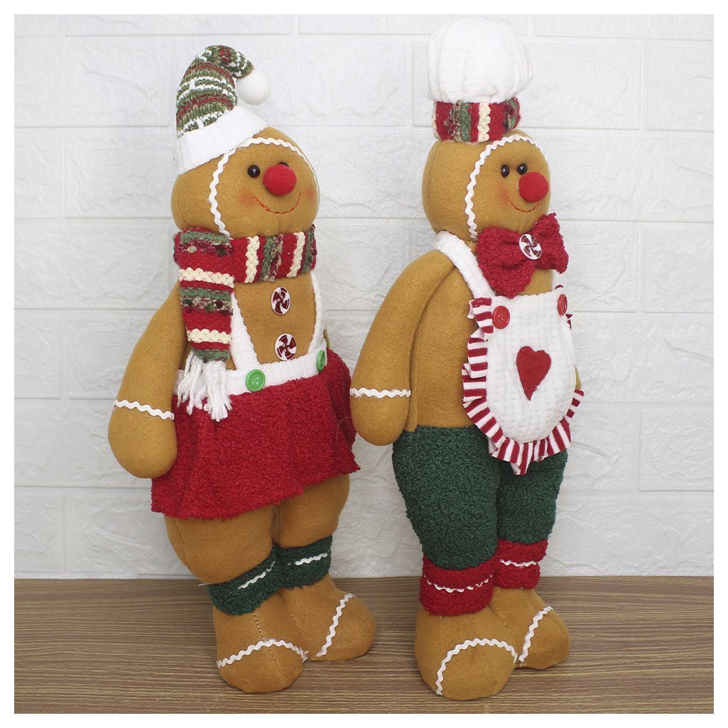 Decoração Dupla Bonecos Natal Ginger Biscoito Natalino 46cm - 4