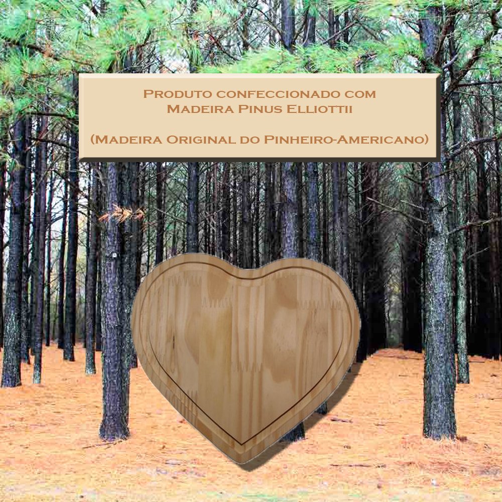 Petisqueira Frios Coração De Madeira Pinus Maciça Original - 3