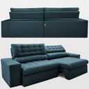 Ver imagem 7 de Sofá Retrátil e Reclinável 2,30m Molas Ensacadas Max Spring Velusoft Petróleo Cama Inbox