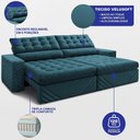 Ver imagem 2 de Sofá Retrátil e Reclinável 2,30m Molas Ensacadas Max Spring Velusoft Petróleo Cama Inbox