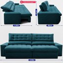Ver imagem 3 de Sofá Retrátil e Reclinável 2,30m Molas Ensacadas Max Spring Velusoft Petróleo Cama Inbox