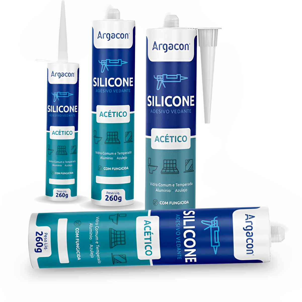 Silicone Acético Incolor 260g Kit 5 Unidades Uso Geral Argacon - 6