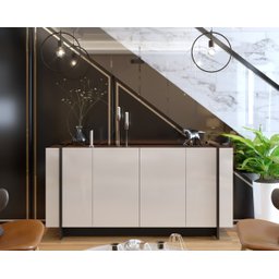 Buffet 4 Portas Sau Off White Nogueira Preto - 4 Buffet 4 Portas Sau Off White Nogueira Preto - 4