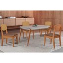 Ver imagem 1 de Conjunto: Mesa de Cozinha Havana Curvo 120cm + 4 Cadeiras Havana Naturale/Off White - Corano