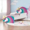 Ver imagem 1 de Cama Infantil com Colchão Unicórnio Arco Íris MDF Branco Cambel Móveis