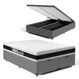 Cama Box Baú com Colchão de Espuma D45 Castor Black & White Super King 193cm - 5