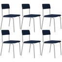 Ver imagem 1 de Kit 06 Cadeiras Estofada para Sala de Jantar Sense Branco C01 Linho Azul Escuro - Lyam Decor