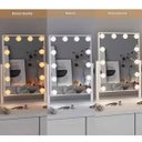 Ver imagem 4 de Espelho Camarim Grande LED 12 Lampadas 3 Tons Brilho Ajustavel Rotaçao 360 Graus Penteado Maquiagem