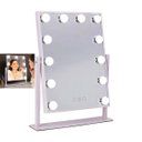 Ver imagem 1 de Espelho Camarim Grande LED 12 Lampadas 3 Tons Brilho Ajustavel Rotaçao 360 Graus Penteado Maquiagem