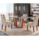 Ver imagem 1 de Conjunto de Jantar Mesa Tampo MDF/Vidro com 4 Cadeiras Firenze Veneza  LJ Móveis