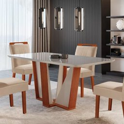 Conjunto de Jantar Mesa Tampo MDF/Vidro com 4 Cadeiras Firenze Veneza  LJ Móveis - 2