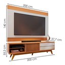 Ver imagem 3 de Rack Veneza e Painel Nilo Tv 75 Pol 200 Cm Freijo Off White Matte Colibri