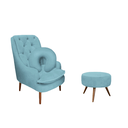 Ver imagem 1 de Kit Amamentação Poltrona, Puff e Almofada Suede Azul Turquesa Dominic Decor Lille