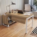 Ver imagem 3 de Mesa para Escritório em L com Balcão Nobile Home Office 2 Portas 136cm Artesano Farm Nature E Nogal Sevilha E Branco