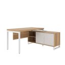 Ver imagem 5 de Mesa para Escritório em L com Balcão Nobile Home Office 2 Portas 136cm Artesano Farm Nature E Nogal Sevilha E Branco