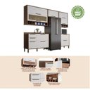 Ver imagem 6 de Armário de Cozinha Completo 5 Peças 100% MDF 8 Portas com Palha Sintética Vicenza Espresso Móveis
