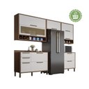 Ver imagem 2 de Armário de Cozinha Completo 5 Peças 100% MDF 8 Portas com Palha Sintética Vicenza Espresso Móveis