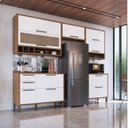 Ver imagem 1 de Armário de Cozinha Completo 5 Peças 100% MDF 8 Portas com Palha Sintética Vicenza Espresso Móveis