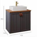 Ver imagem 3 de Gabinete Suspenso para Banheiro com Cuba 60cm em MDF Alure MGM Marrom Cinza