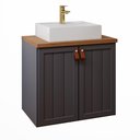 Ver imagem 1 de Gabinete Suspenso para Banheiro com Cuba 60cm em MDF Alure MGM Marrom Cinza