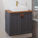 Ver imagem 2 de Gabinete Suspenso para Banheiro com Cuba 60cm em MDF Alure MGM Marrom Cinza