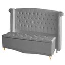 Ver imagem 1 de Kit de Quarto Cabeceira de Cama Box e Calçadeira Baú Toquio Casal Queen 160 Cm Suede Prata do Lar