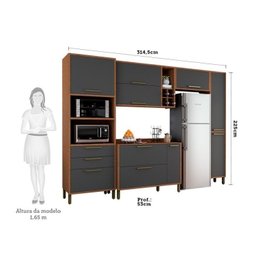 Cozinha Modulada Completa com 5 Peças 8 Portas 3 Gavetas e Mini Adega 100% MDF Vicenza - 3