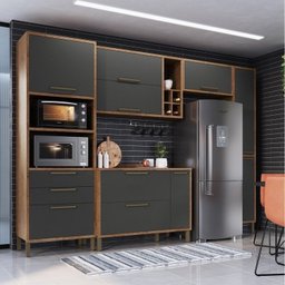 Cozinha Modulada Completa com 5 Peças 8 Portas 3 Gavetas e Mini Adega 100% MDF Vicenza - 1