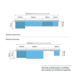Cozinha Modulada Completa com 5 Peças 8 Portas 3 Gavetas e Mini Adega 100% MDF Vicenza - 5